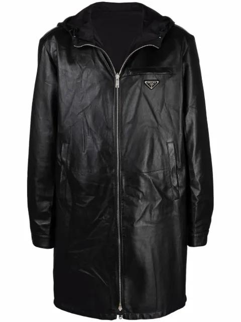 zip-fastening leather coat by PRADA