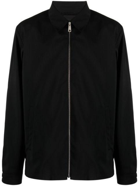 zip-up wool blend shirt jacket by PRADA