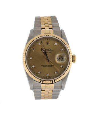 Oyster Perpetual Datejust Automatic Watch in Stainless Steel and Gold with Diamond Markers 36mm by PRE-OWNED ROLEX