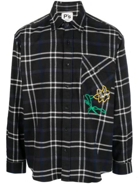 embroidered-floral check shirt by PRESIDENTS
