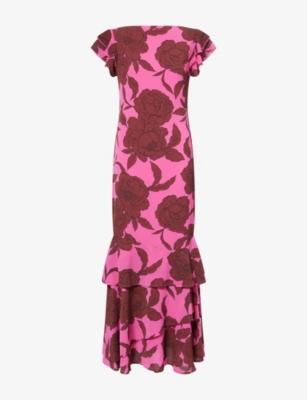 Ester Ruffled Crepe Maxi Dress by PRETTY LAVISH