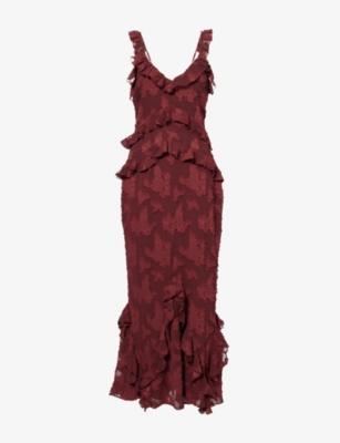 Helena Ruffled Woven Maxi Dress by PRETTY LAVISH