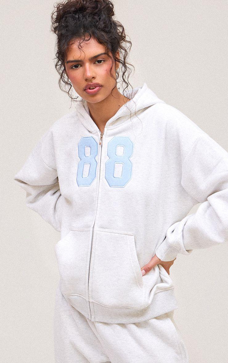 88 Print Zip Up Hoodie by PRETTYLITTLETHING