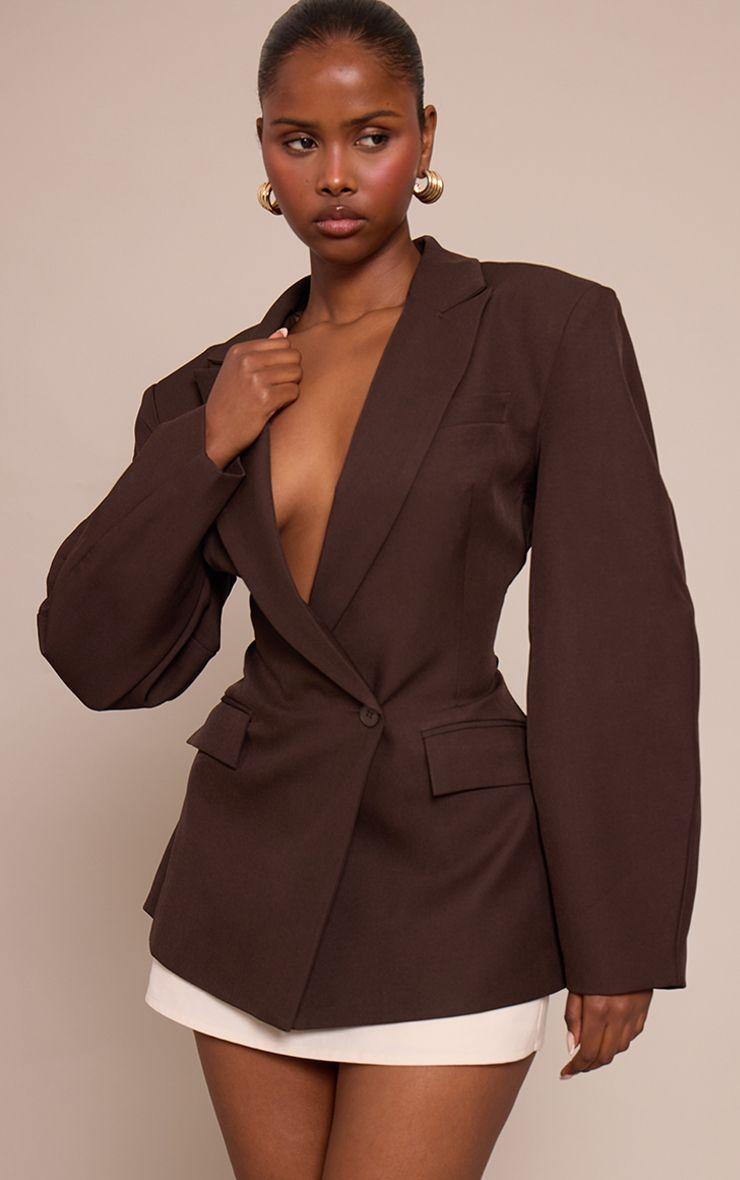 Asymmetric Detail Cocoon Sleeve Blazer by PRETTYLITTLETHING