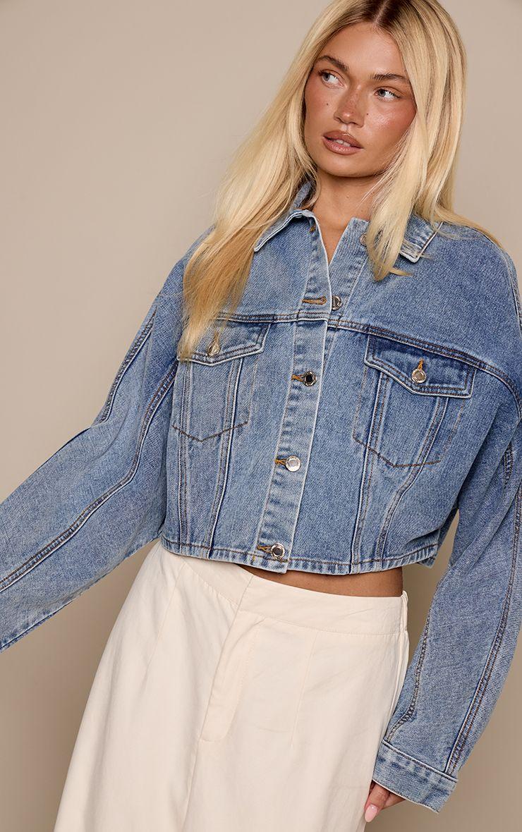 Batwing Sleeve Denim Jacket by PRETTYLITTLETHING