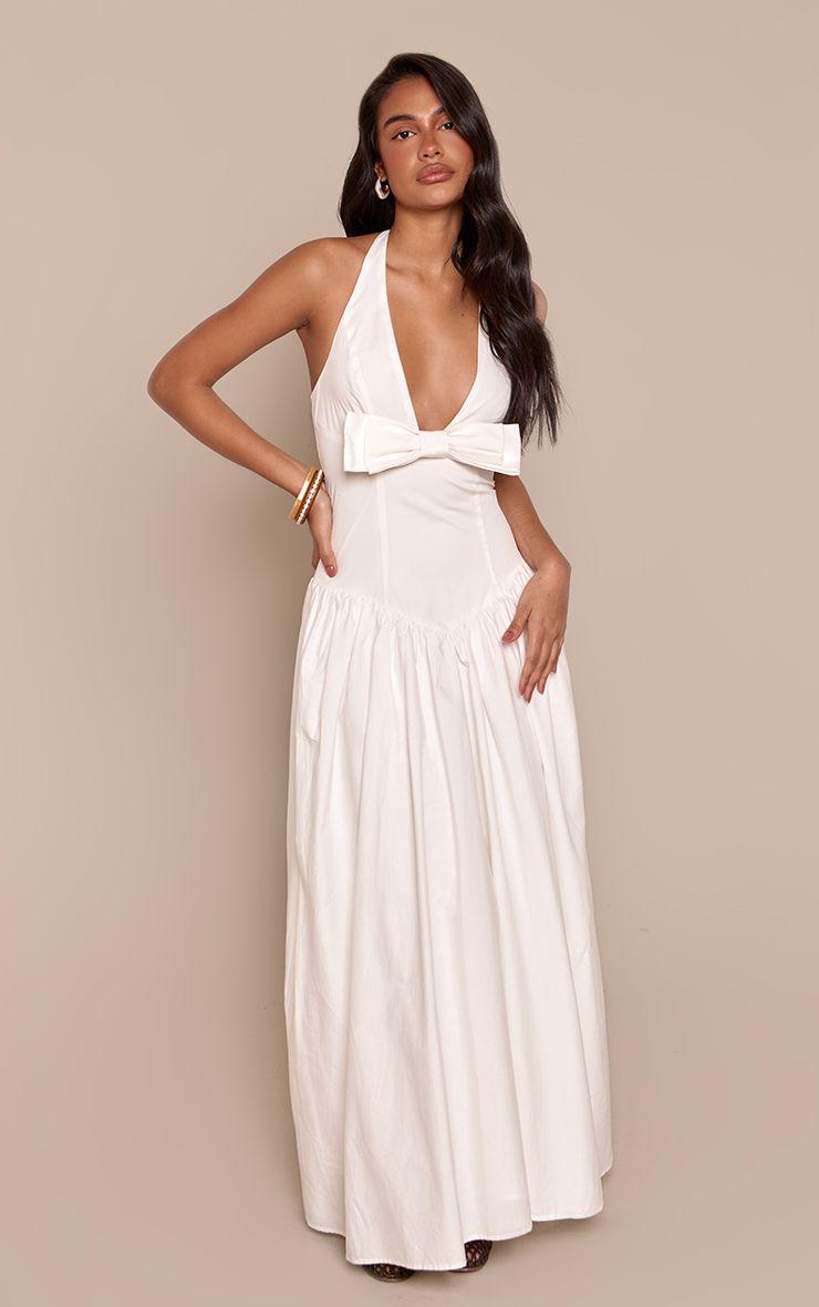 Bow Halterneck Sleeveless Maxi Dress by PRETTYLITTLETHING