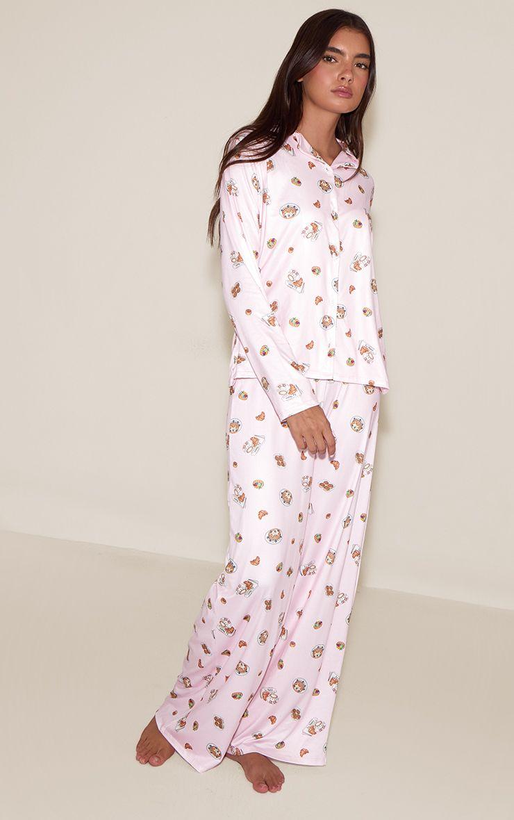 Breakfast Printed Long Sleeve Button Through PJ Set by PRETTYLITTLETHING