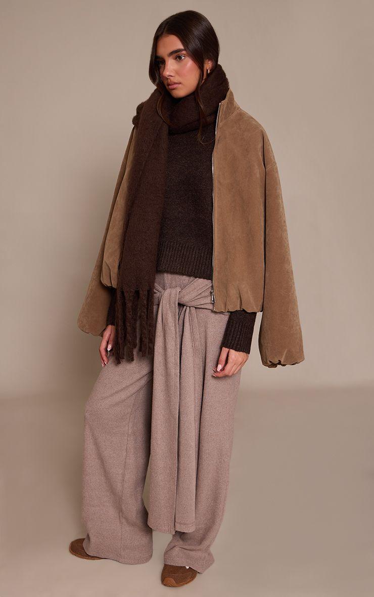 Brushed Wrap Detail Straight Leg Trousers by PRETTYLITTLETHING