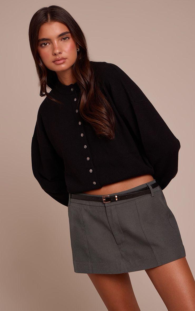 Charcoal Belted Skirt by PRETTYLITTLETHING