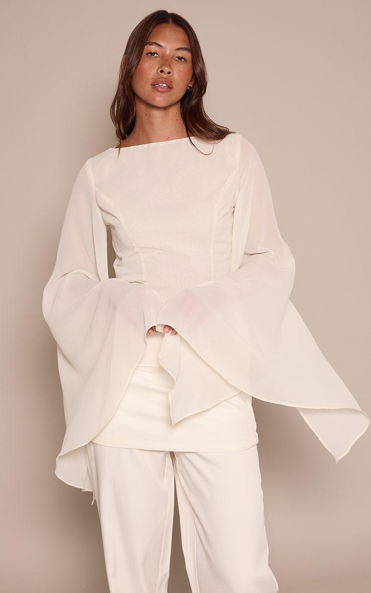 Chiffon Flare Sleeve Cape Detail Top by PRETTYLITTLETHING