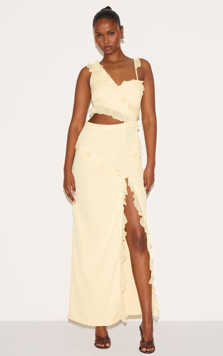 Chiffon Frill Cut Out Maxi Dress by PRETTYLITTLETHING