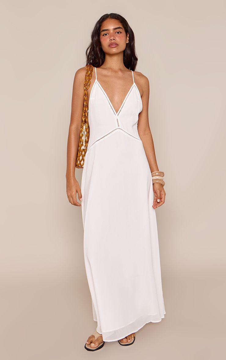 Chiffon Plunge Neck Spaghetti Strap Backless Floaty Maxi Dress by PRETTYLITTLETHING