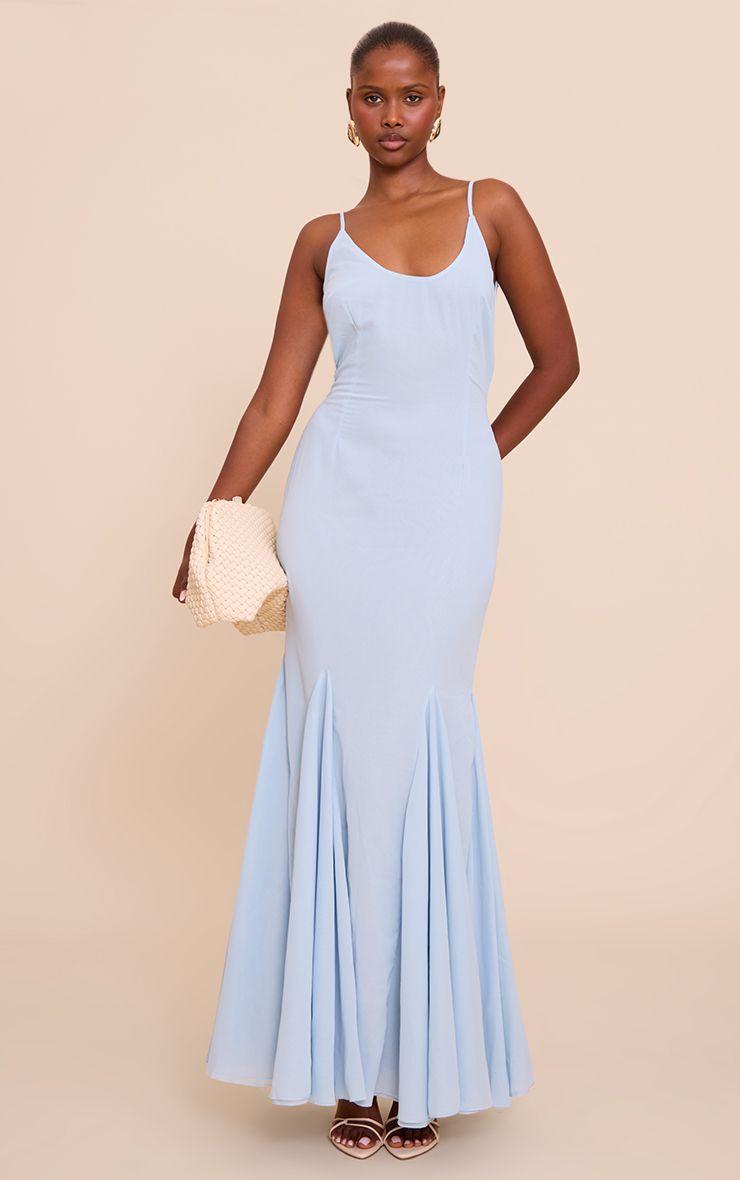 Chiffon Scoop Neck Cowl Back Sleeveless Maxi Dress by PRETTYLITTLETHING
