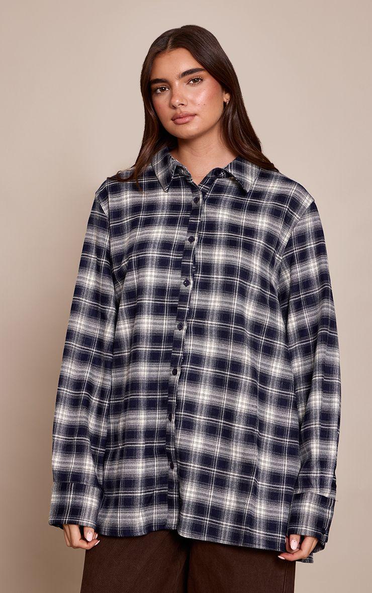 Chocolate Brushed Check Oversized Shirt by PRETTYLITTLETHING