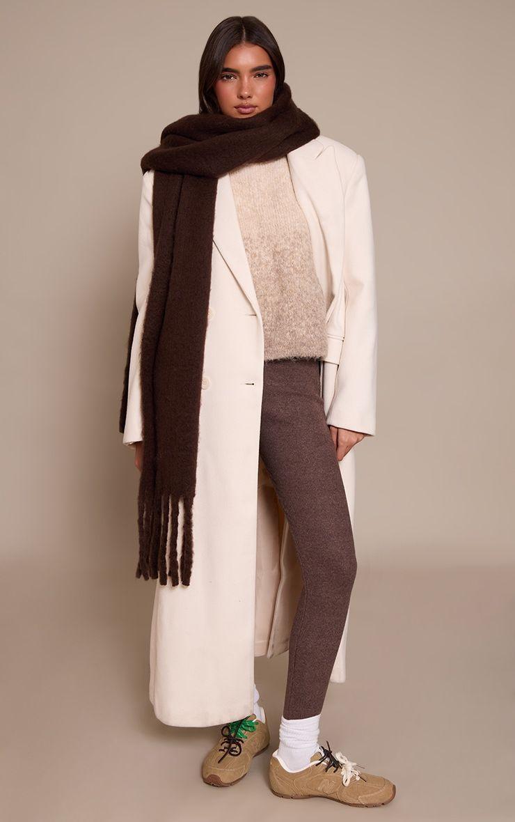 Chocolate Brushed Rib Leggings by PRETTYLITTLETHING