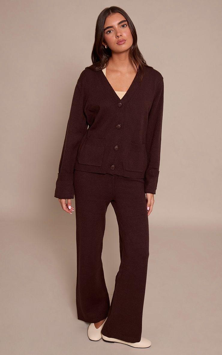 Chocolate Wide leg Knit Trousers by PRETTYLITTLETHING