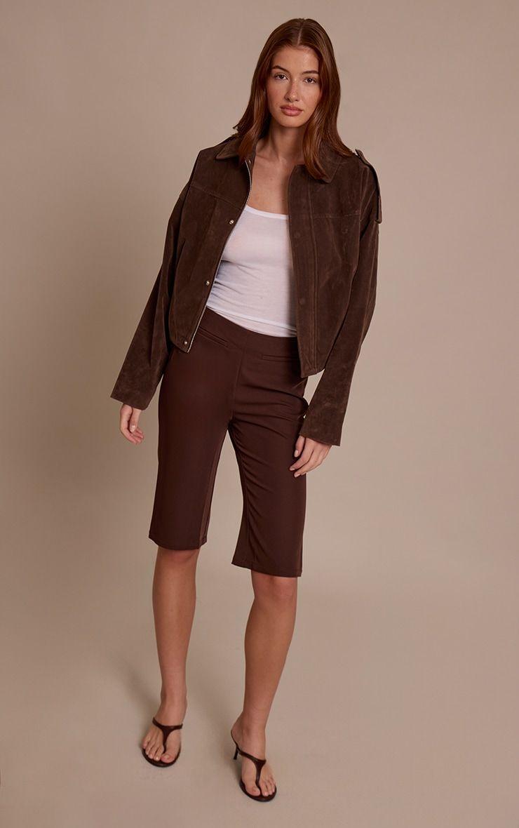 Chocolate Woven Capris by PRETTYLITTLETHING