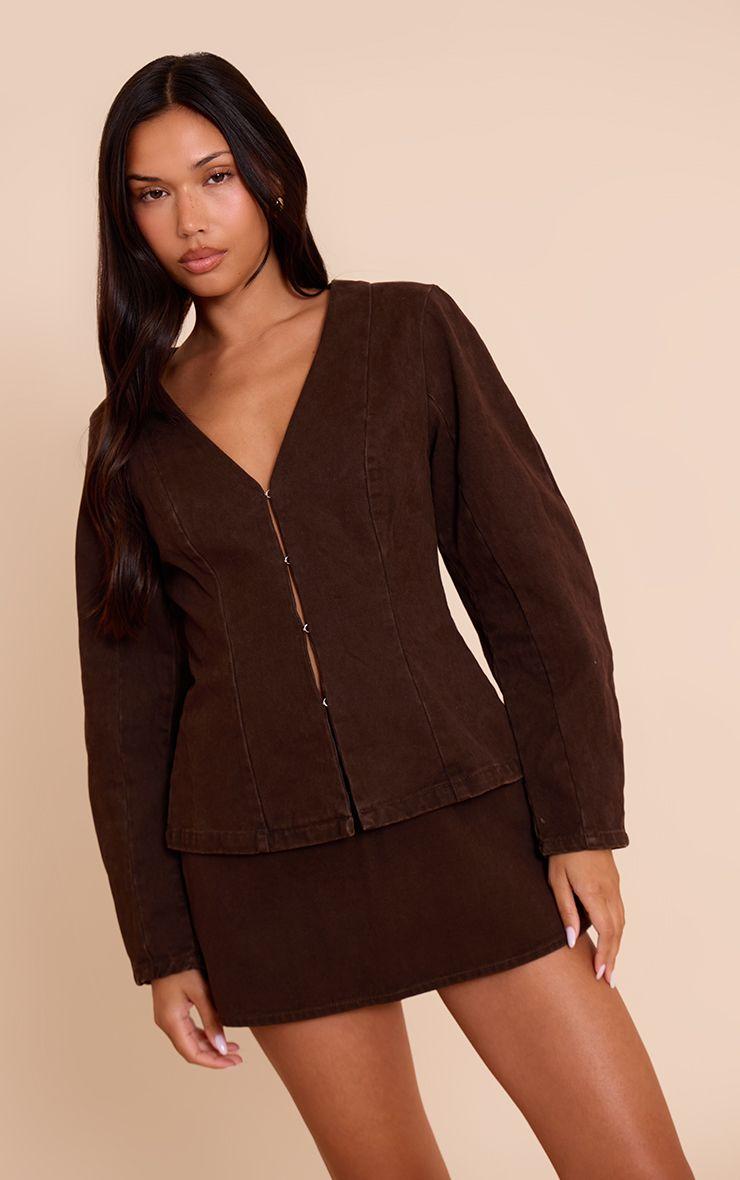 Cocoon Sleeve Denim Blazer by PRETTYLITTLETHING