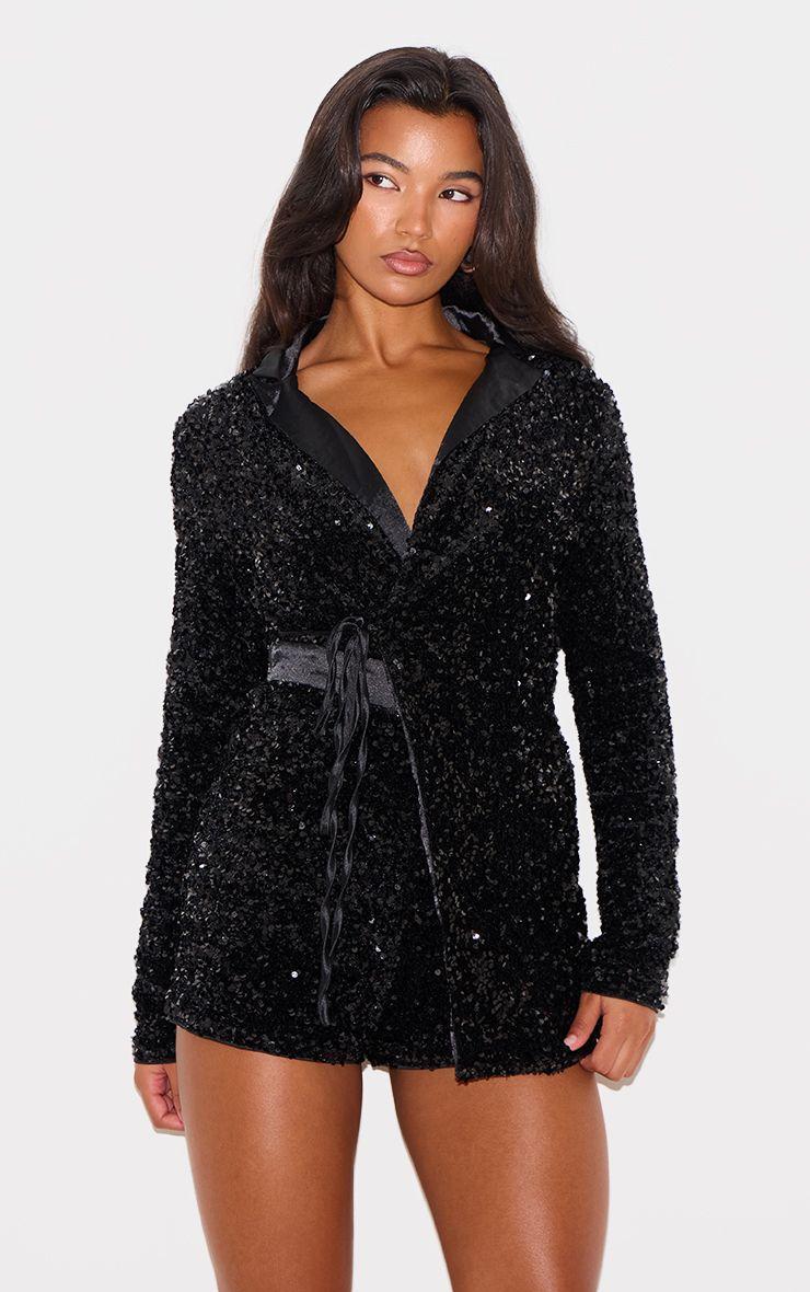 Collar Detail Sequin Playsuit by PRETTYLITTLETHING