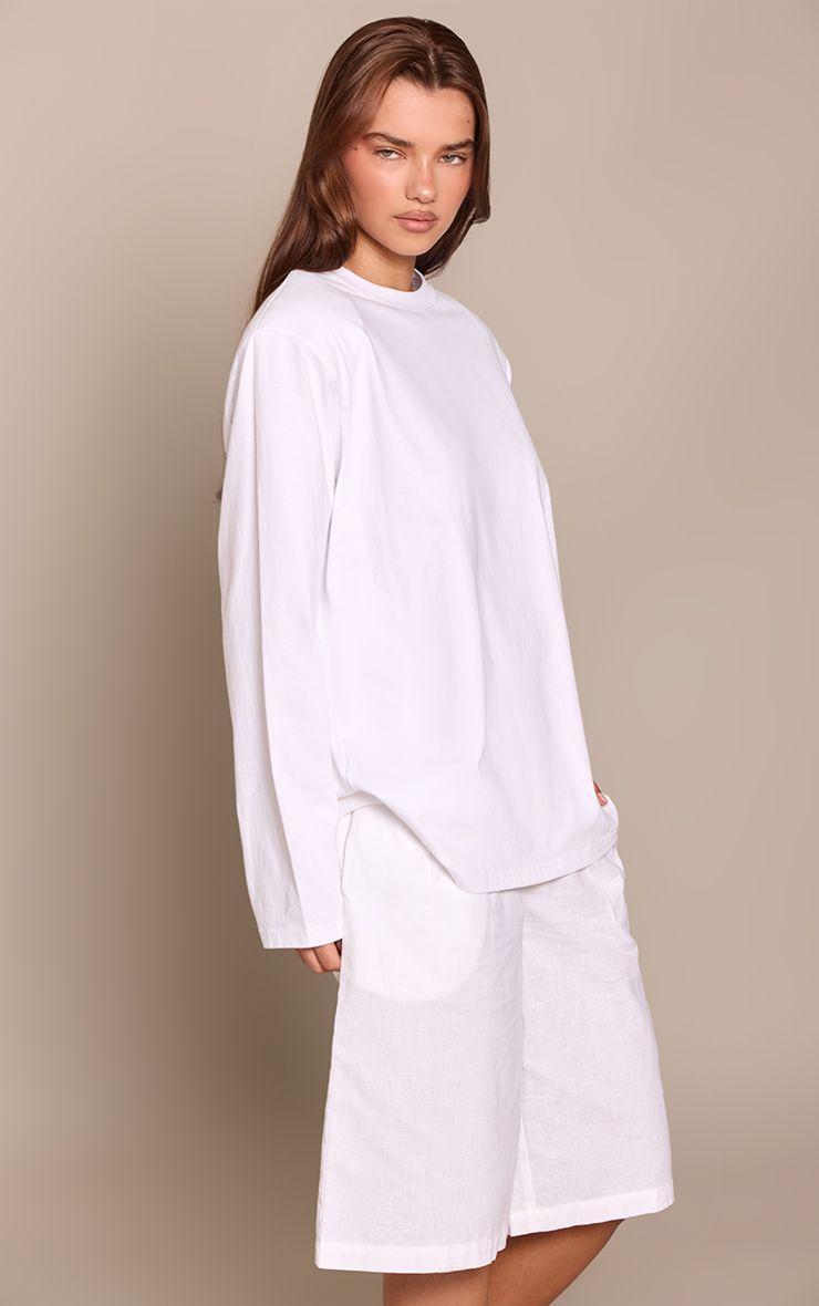 Cotton Shoulder Pad Long Sleeve Oversized T-Shirt by PRETTYLITTLETHING