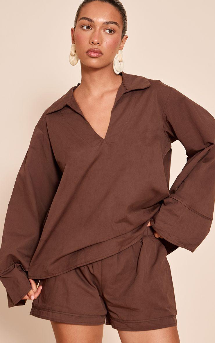 Cotton Woven Pleate Detail Floaty Shorts by PRETTYLITTLETHING