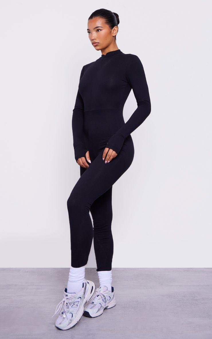 Cotton Zip Front Catsuit by PRETTYLITTLETHING