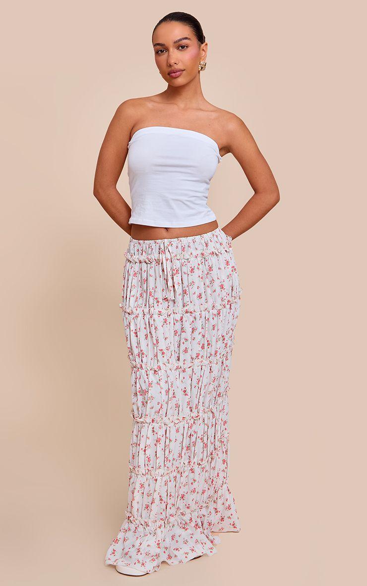 Ditsy Floral Print Tiered Maxi Skirt by PRETTYLITTLETHING