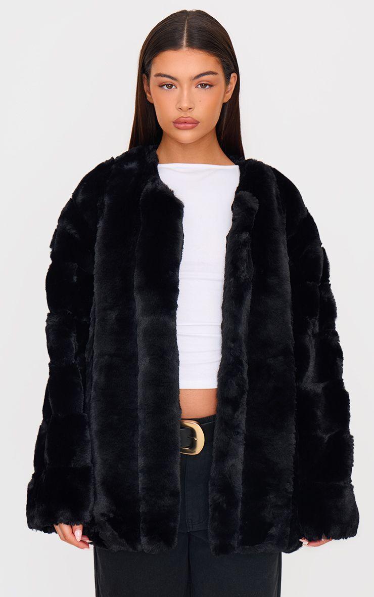 Faux Fur Bubble Vertical Coat by PRETTYLITTLETHING