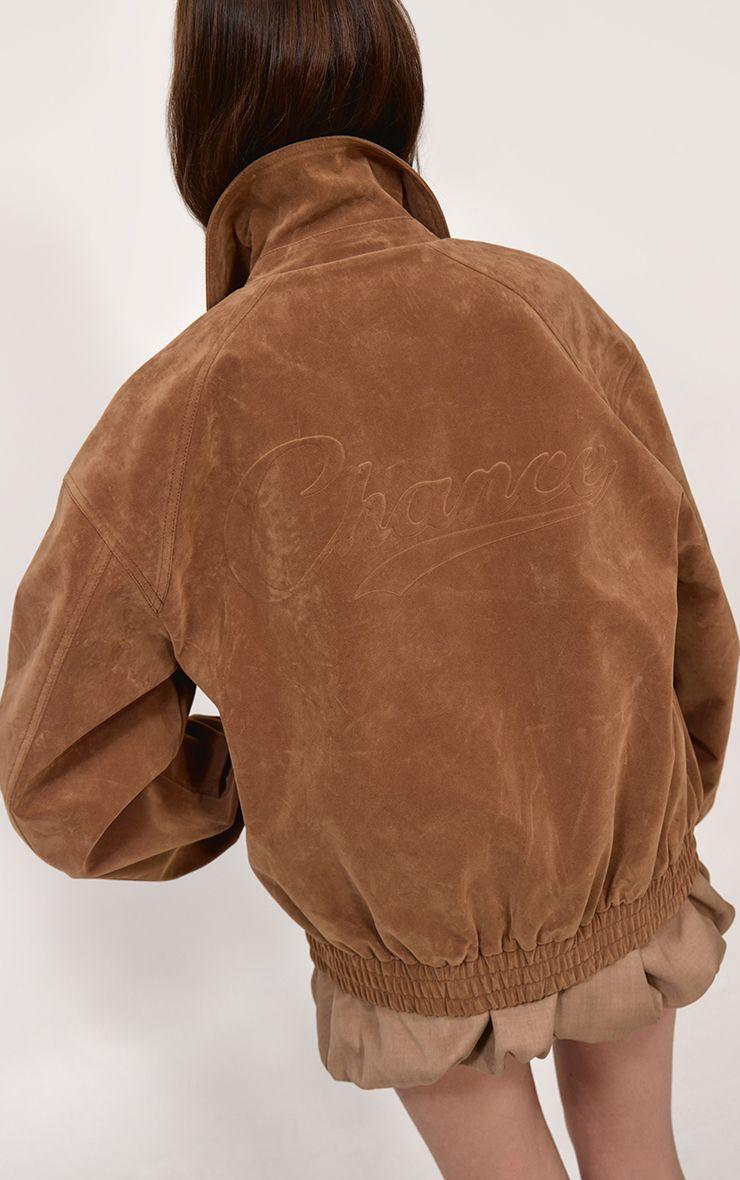 Faux Suede Embossed Bomber Jacket by PRETTYLITTLETHING