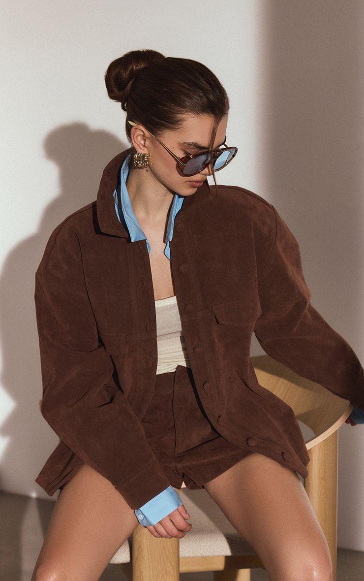 Faux Suede Pocket Detail Jacket by PRETTYLITTLETHING