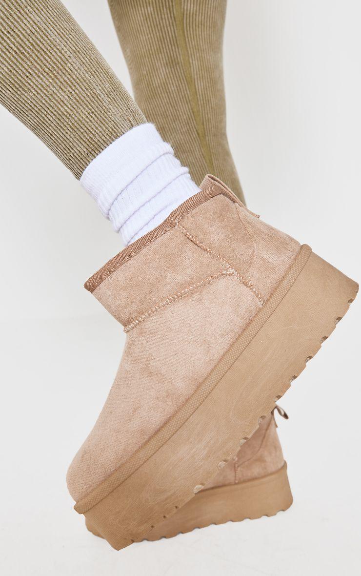 Faux Suede Round Toe Platform Ankle Boots by PRETTYLITTLETHING