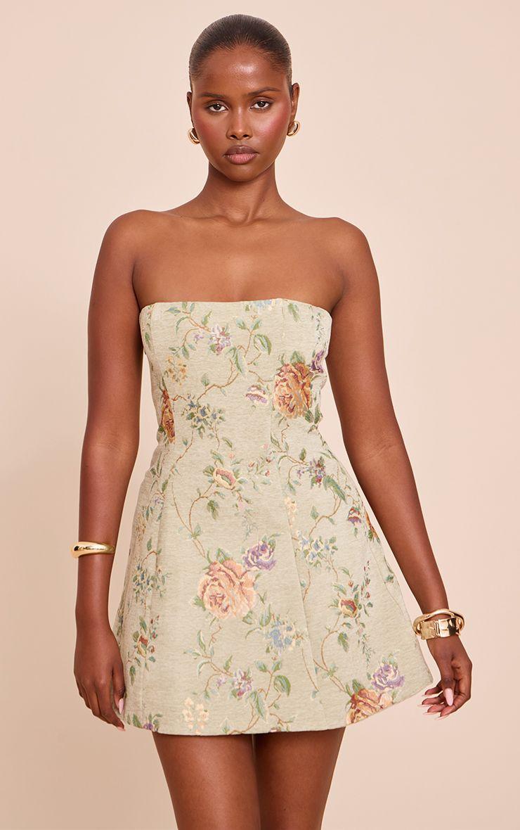 Floral Bandeau A Line Shift Dress by PRETTYLITTLETHING