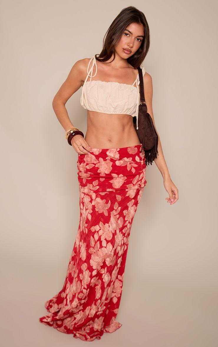 Floral Chiffon Drape Maxi Skirt by PRETTYLITTLETHING