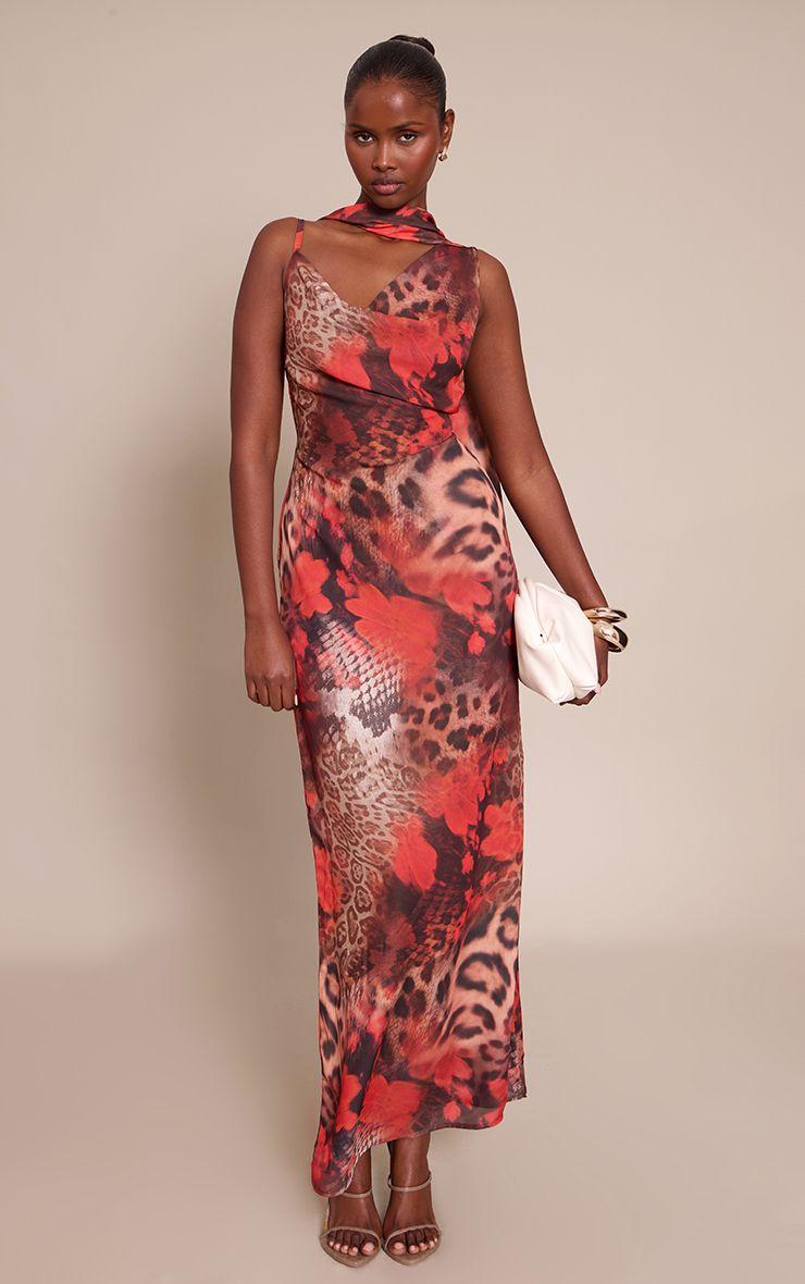 Floral Print Chiffon Scarf Maxi Dress by PRETTYLITTLETHING