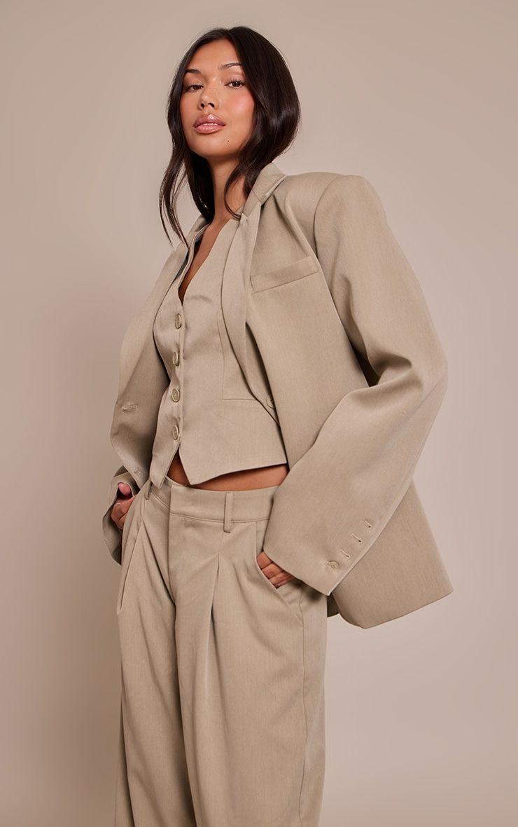 Grey Tailored Woven Oversized Dad Blazer by PRETTYLITTLETHING