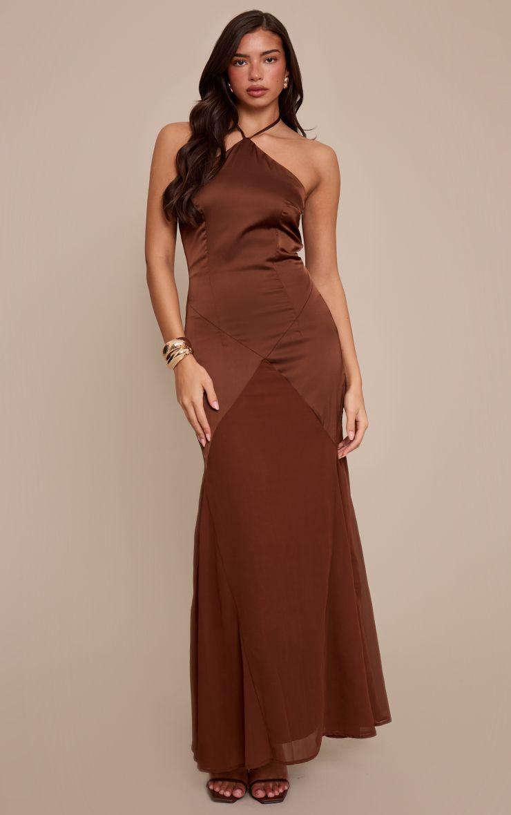 Halterneck Contrast Maxi Dress by PRETTYLITTLETHING