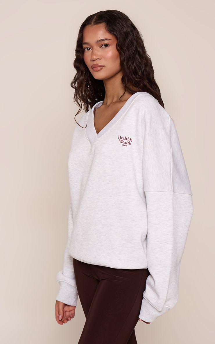 Health Club V Neck Sweatshirt by PRETTYLITTLETHING