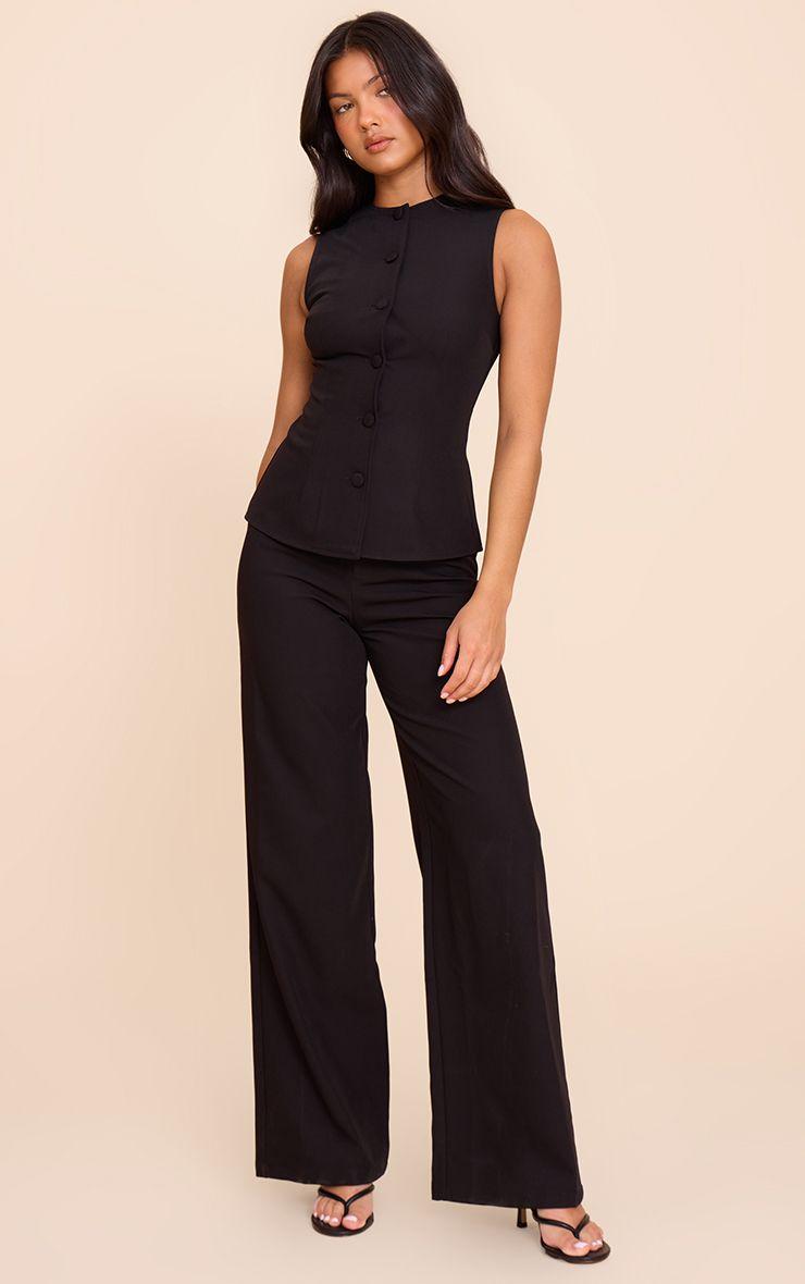 High Neck Waistcoat Straight Leg Jumpsuit by PRETTYLITTLETHING