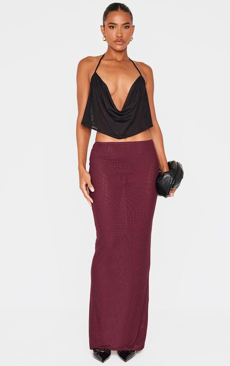 Hot Fix Mesh Maxi Skirt by PRETTYLITTLETHING