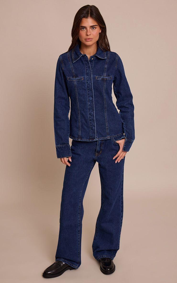 Indigo High Waist Straight Leg by PRETTYLITTLETHING