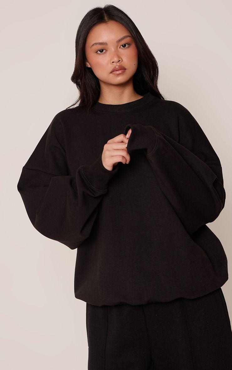 Interlock Balloon Sleeve Oversized Sweatshirt by PRETTYLITTLETHING