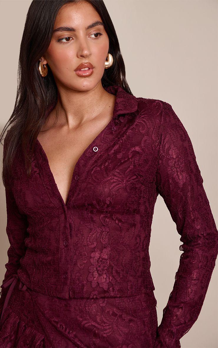 Lace Long Sleeve Shirt by PRETTYLITTLETHING