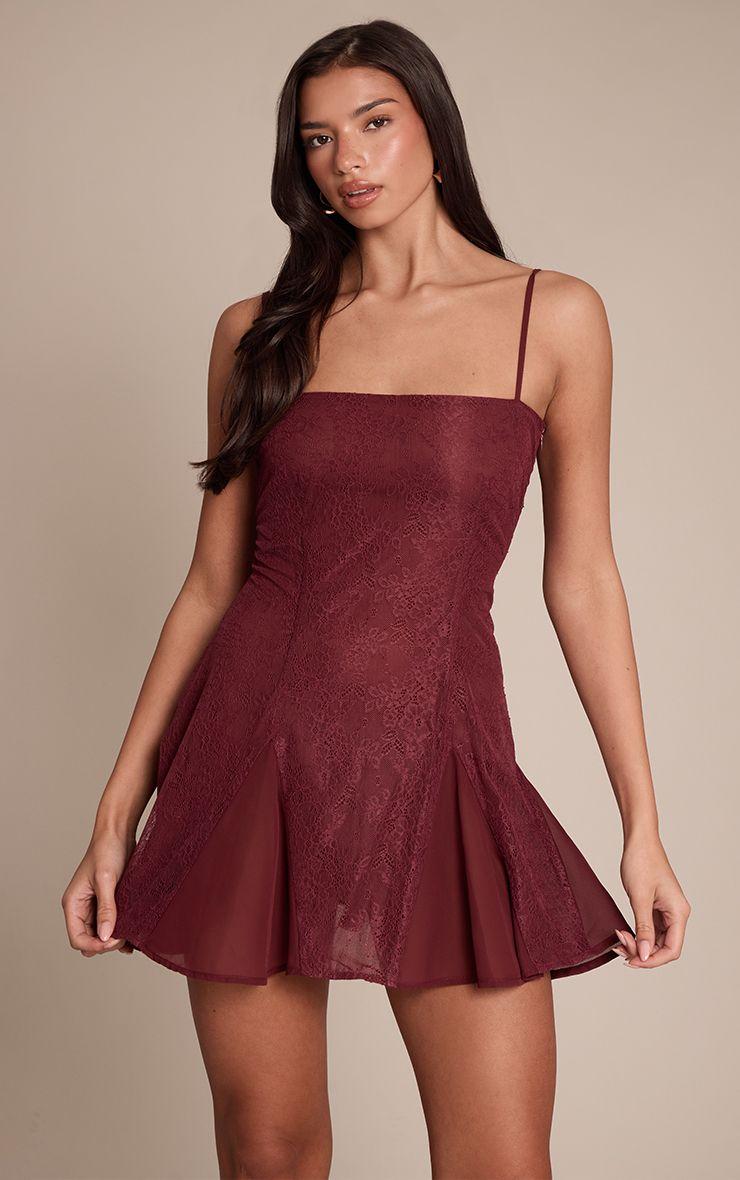 Lace Square Neck Mini Shift Dress by PRETTYLITTLETHING