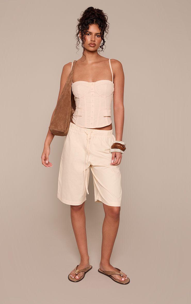 Lemon Cotton Drawstring Jorts by PRETTYLITTLETHING