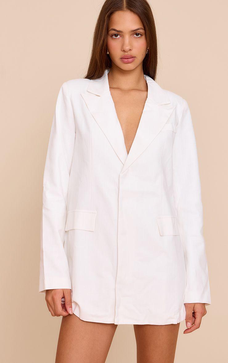 Linen Blend Blazer Dress by PRETTYLITTLETHING