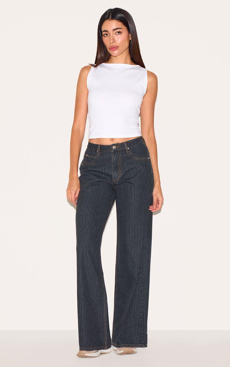 Low Rise Baggy Pinstripe Jeans by PRETTYLITTLETHING