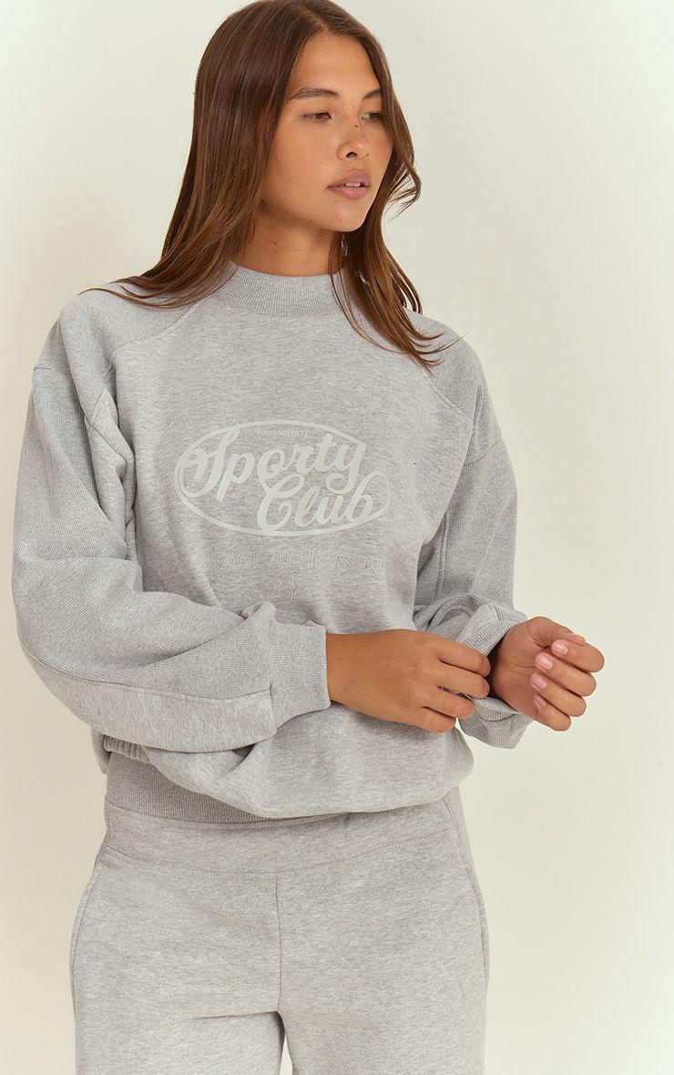 Marl Rib Panel Fleeceback Sweatshirt by PRETTYLITTLETHING