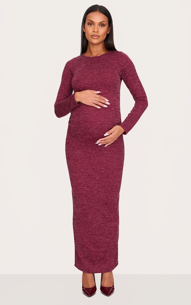 Maternity  Rib Ruched Maxi Dress by PRETTYLITTLETHING