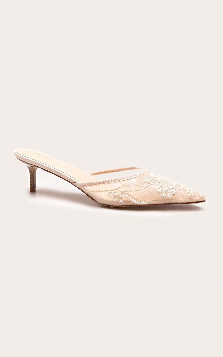 Mesh Sequin Snip Toe Kitten Heel Mule by PRETTYLITTLETHING