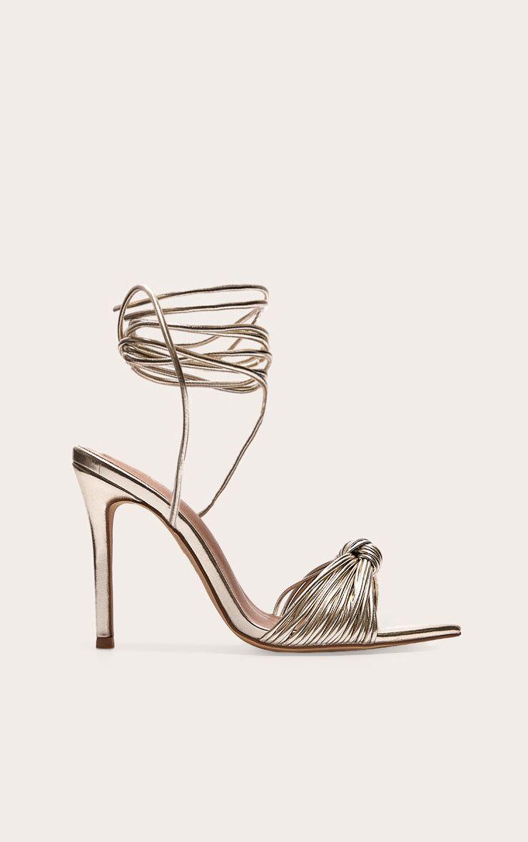 Metallic Pu Point Toe Knotted Strappy High Heeled Sandals by PRETTYLITTLETHING